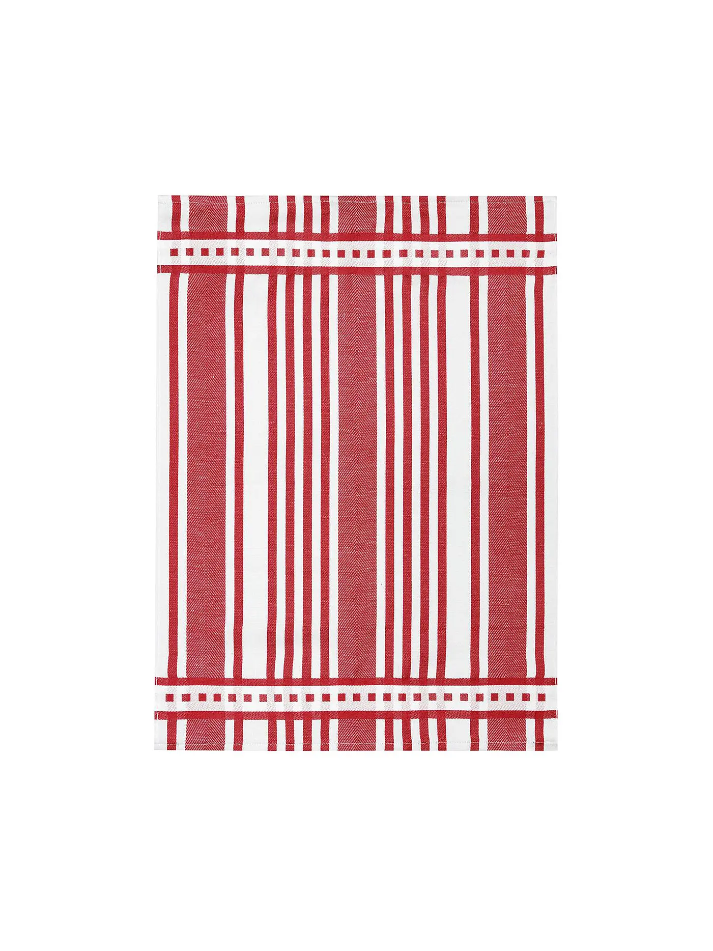 KRACHT | Halbleinen Jaquardtuch 50x70cm Rot Streifen | 